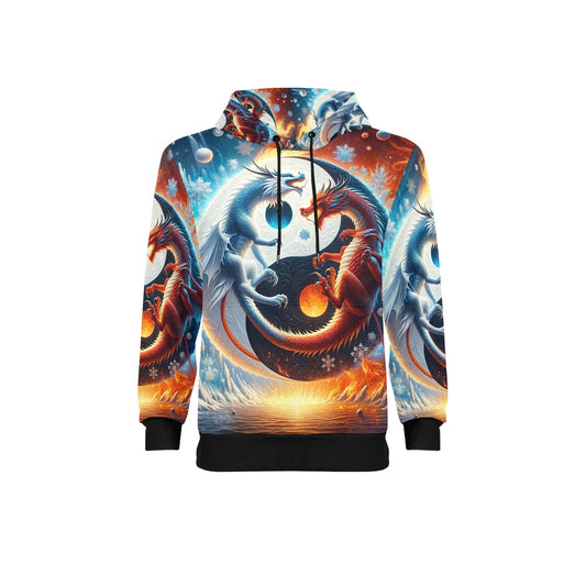 Dragon Yin Yang - Men's Long Sleeve Fleece Hoodie