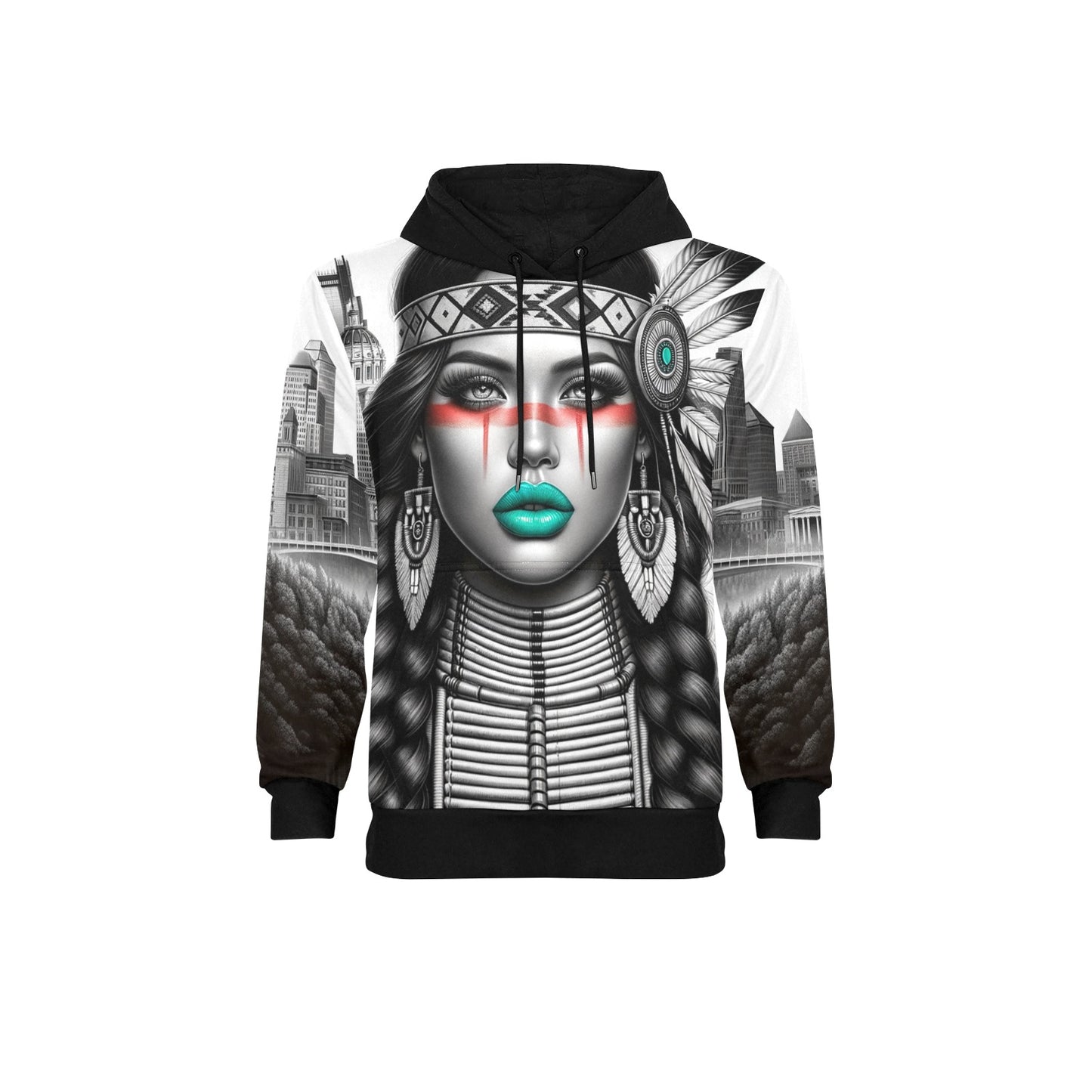 Native American Woman - Men's Long Sleeve Fleece Hoodie