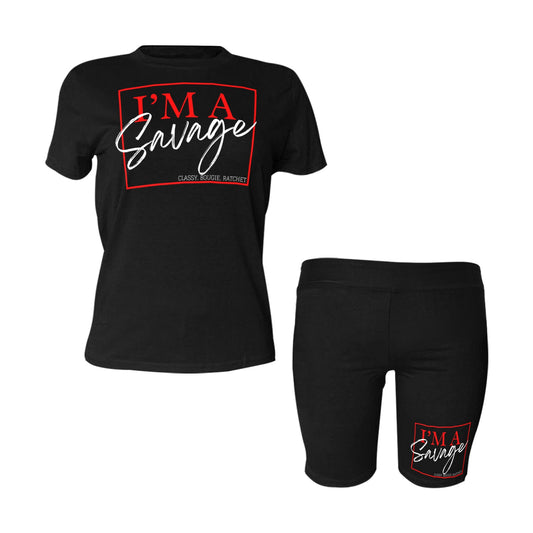 I'm A Savage, Classy. Bougie. Ratchet - Women's Short Yoga Set