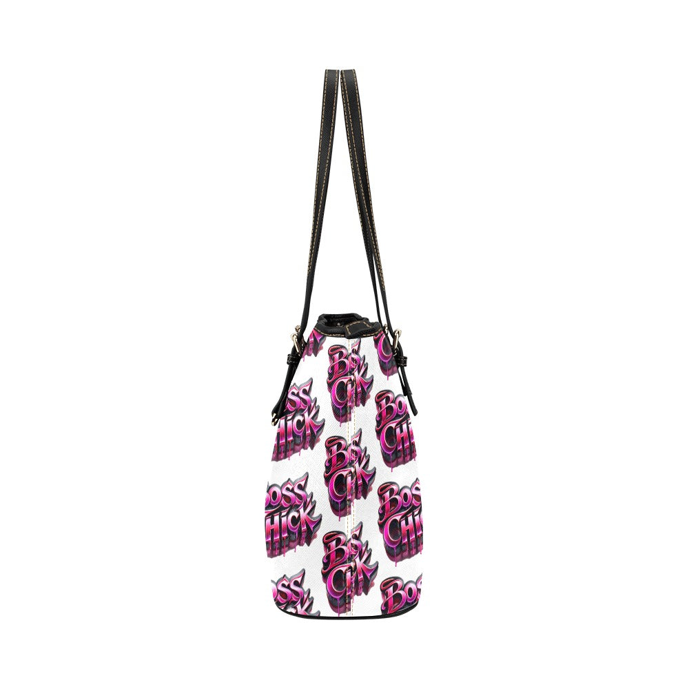 Pink Black Boss Chick - Small Leather Tote Bag