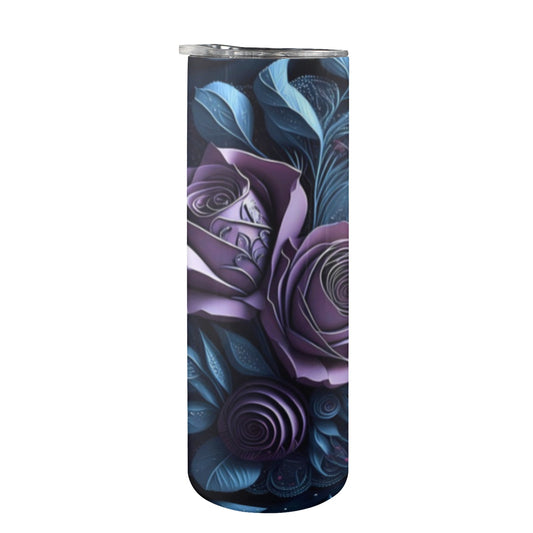 Purple Roses 3D - 20oz Tall Skinny Stainless-Steel Tumbler