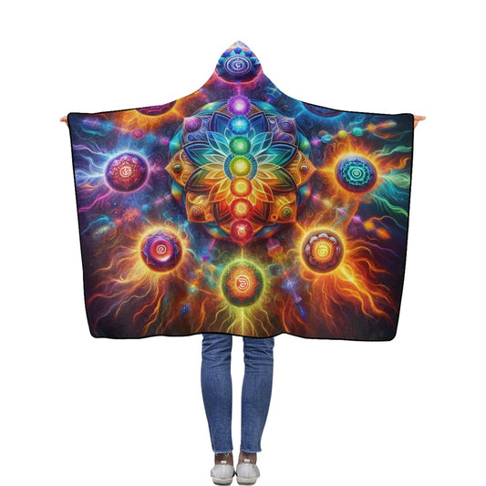 Energetic Chakras - Flannel Hooded Blanket 40"x50"