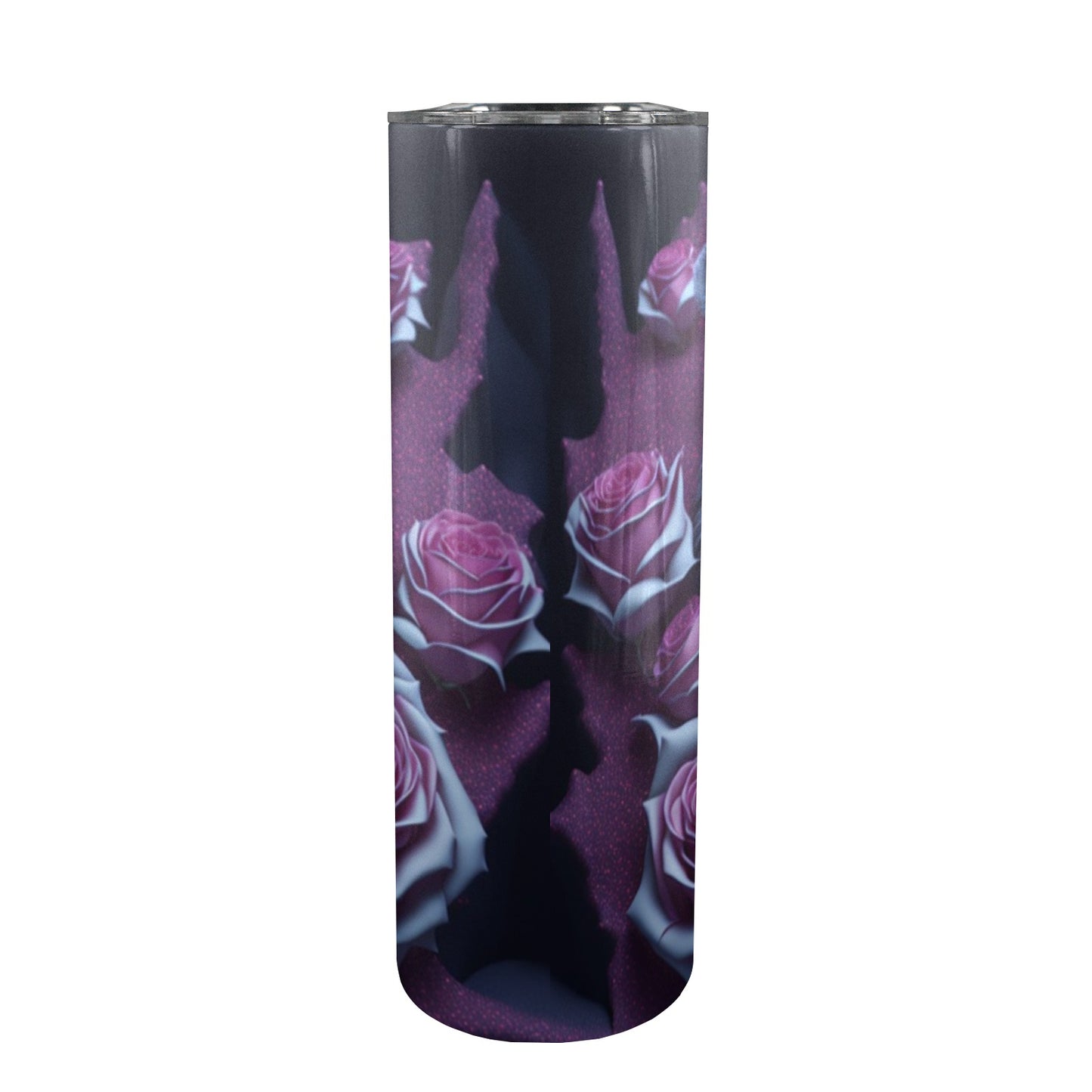 Tiger With Purple Roses - 20oz Tall Skinny Stainless-Steel Tumbler