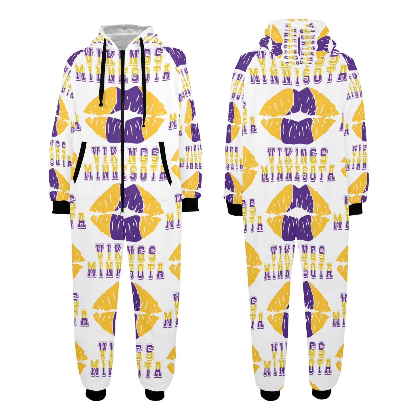 Minnesota Vikings - Unisex One-Piece Zip Up Hooded Pajamas