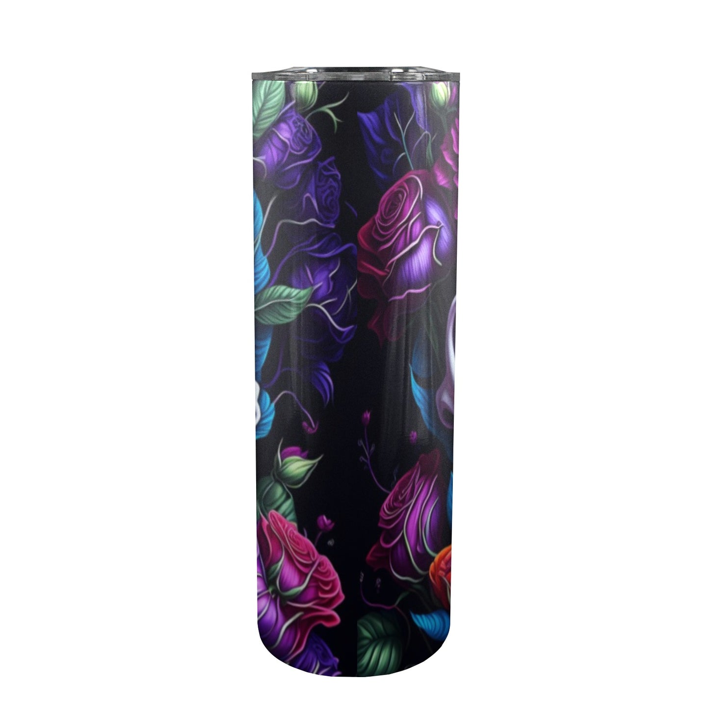 Skull With Roses - 20oz Tall Skinny Stainless-Steel Tumbler